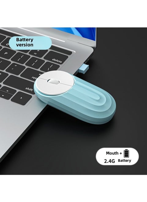 Wireless Mouse Rechargeable Silent Bluetooth Dual-mode Home Office Laptop Desktop External Unlimited Mouse-Specifications:Battery Version [matcha Blue] Comes With Mouse Pad + Sticker - Official Standard Configuration