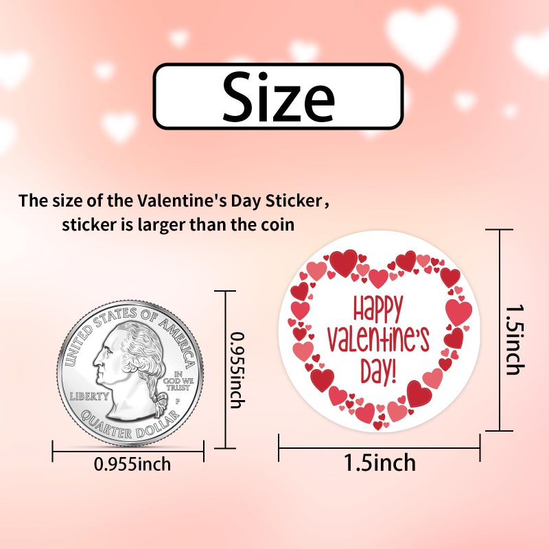 Heyfibro 500 PCS 1.5 Inch Happy Valentines Day Roll Stickers for Small Business, Gift Packing, Cards, Candy Bags, Envelope Seals, Party Supplies (Wreath of Love) - Image 2