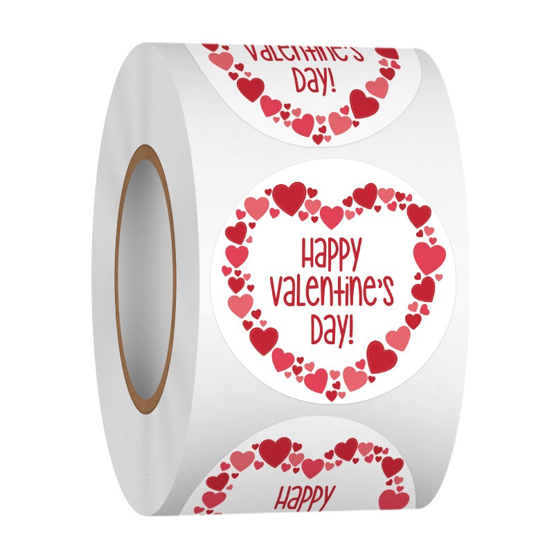 Heyfibro 500 PCS 1.5 Inch Happy Valentines Day Roll Stickers for Small Business, Gift Packing, Cards, Candy Bags, Envelope Seals, Party Supplies (Wreath of Love) - Image 1