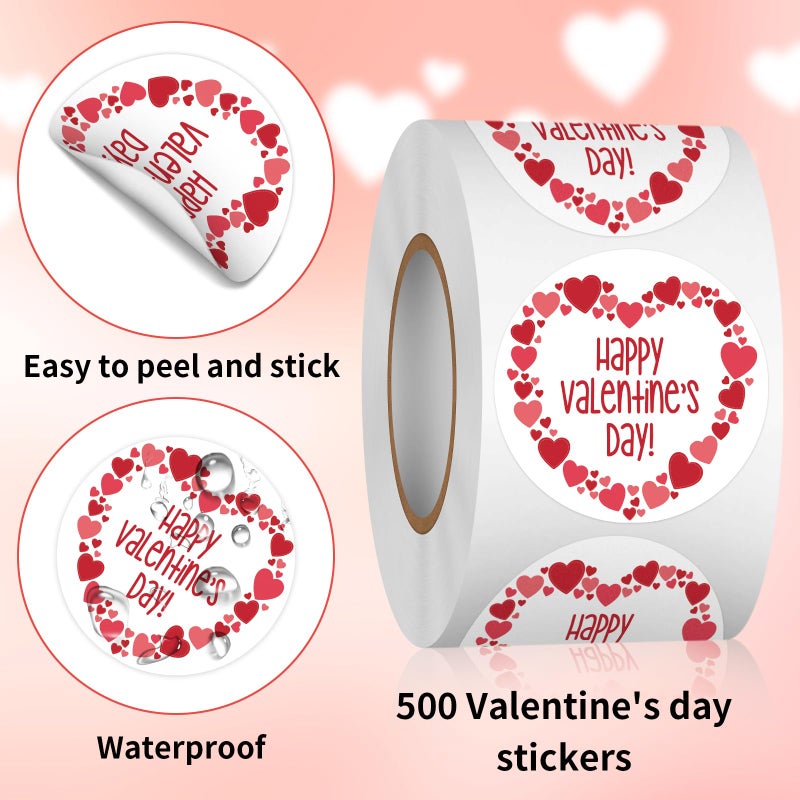 Heyfibro 500 PCS 1.5 Inch Happy Valentines Day Roll Stickers for Small Business, Gift Packing, Cards, Candy Bags, Envelope Seals, Party Supplies (Wreath of Love) - Image 3
