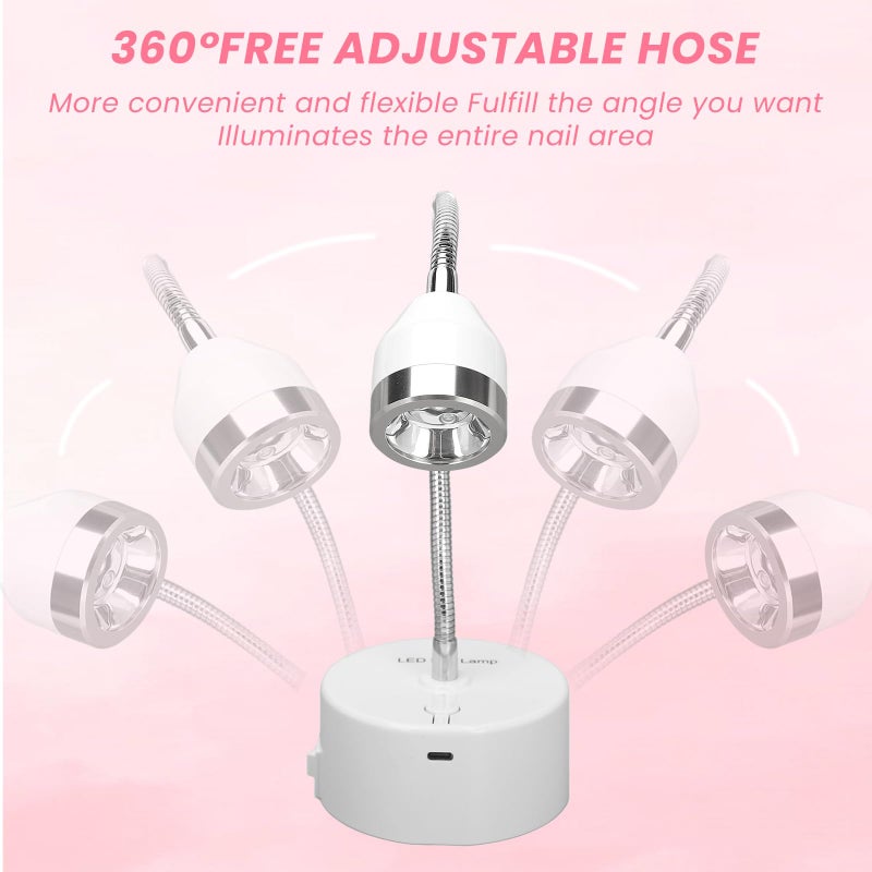 NSXAYIWE Touch Switch Gel x Lamp, 9W Cordless Rechargeable Gooseneck UV Lamp for Gel x Nails, Portable Flash Cure Lamp with 60s Timer, Quick Drying LED UV Nail Lamp for Gel Nails, Home & Salon Use - Image 4