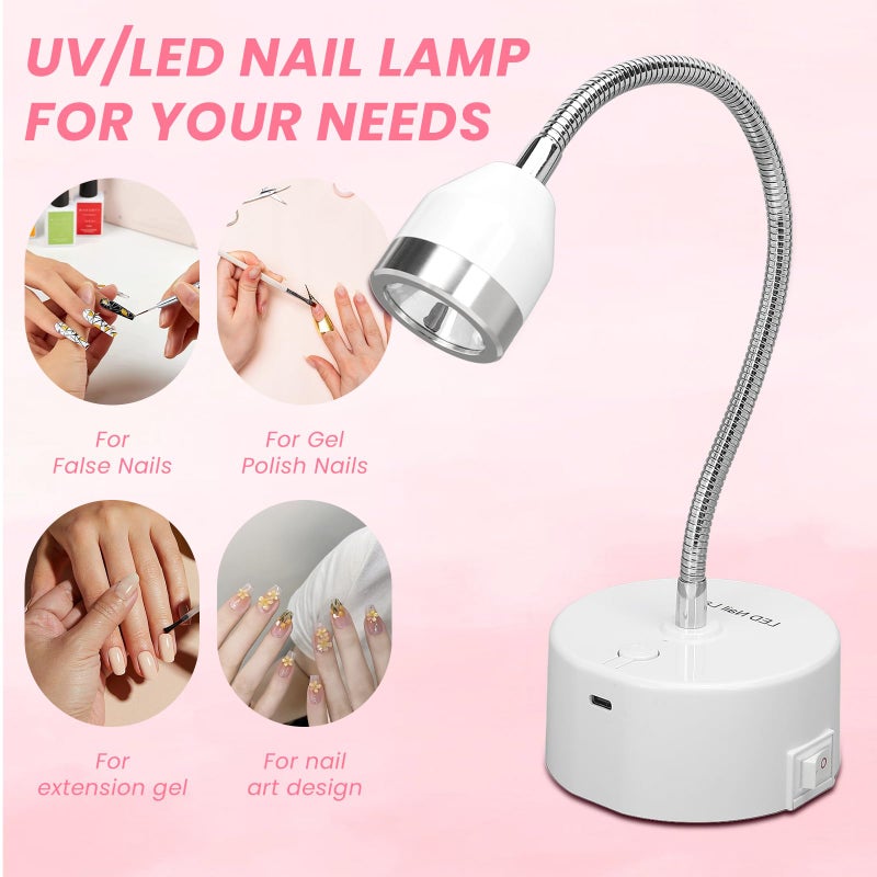 NSXAYIWE Touch Switch Gel x Lamp, 9W Cordless Rechargeable Gooseneck UV Lamp for Gel x Nails, Portable Flash Cure Lamp with 60s Timer, Quick Drying LED UV Nail Lamp for Gel Nails, Home & Salon Use - Image 5