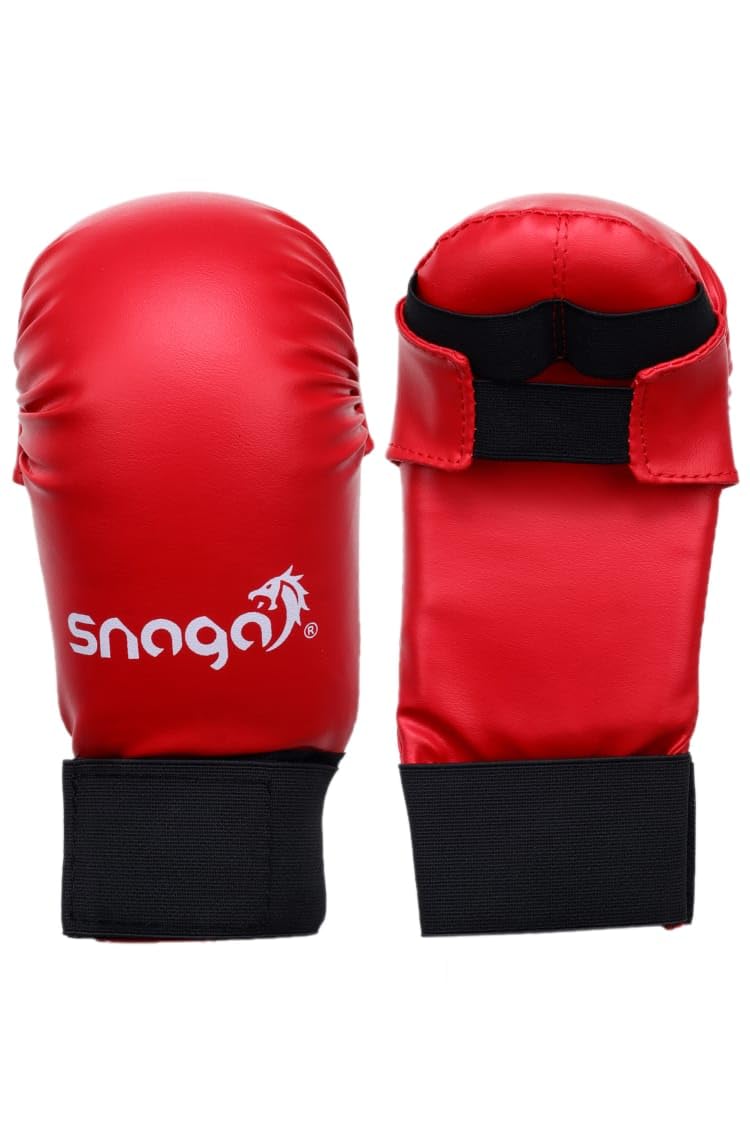 Snaga Moulded Karate Gloves, Punching Bag Glove for Training, Foam Padding, Elastic Hook & Loop Wrap Around Strap, Gloves for Better Protection, Performace and Comfort. (Red, S) (7-9 Years Old) - Image 1