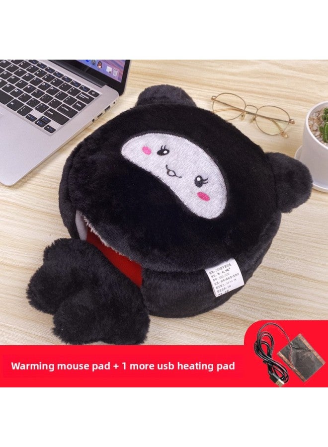 # Z Winter Heating Hand Warming Mouse Pad With Wrist Bracer Winter Mouse Cover Warm Computer Men's Fleece-lined Thickened Gloves L-Pattern:Rat + Send An Extra Usb Heating Chip  - Image 1