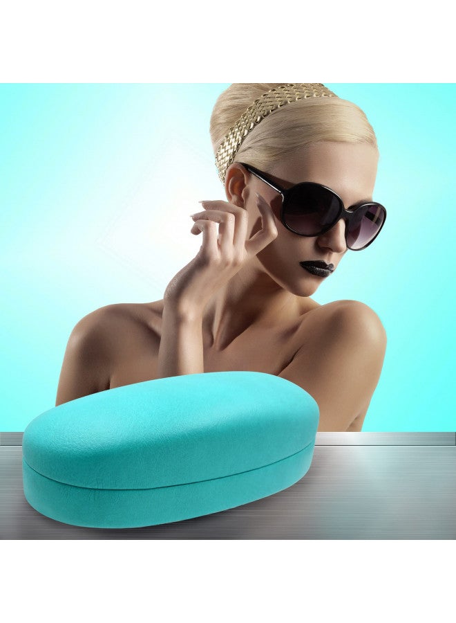 MyEyeglassCase Hard Sunglasses case - Large Glasses Case Holder in Smooth Turquoise - Eyeglass case hard shell with Drawstring Pouch and Cleaning Cloth unisex Medium - Large Frames (AS113 Turquoise) - Image 1