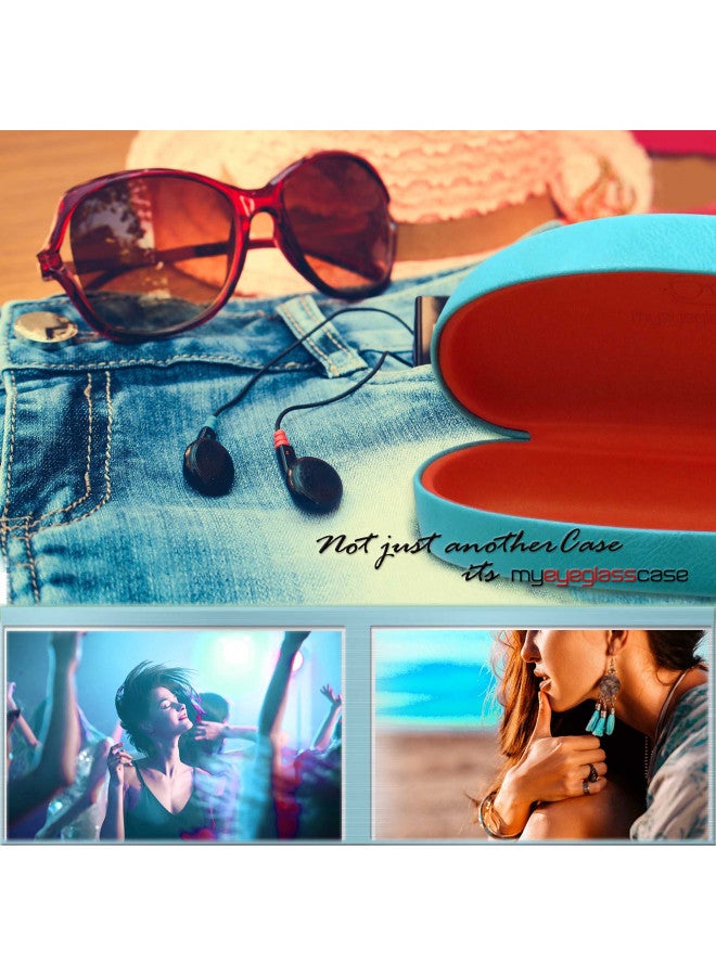 MyEyeglassCase Hard Sunglasses case - Large Glasses Case Holder in Smooth Turquoise - Eyeglass case hard shell with Drawstring Pouch and Cleaning Cloth unisex Medium - Large Frames (AS113 Turquoise) - Image 4