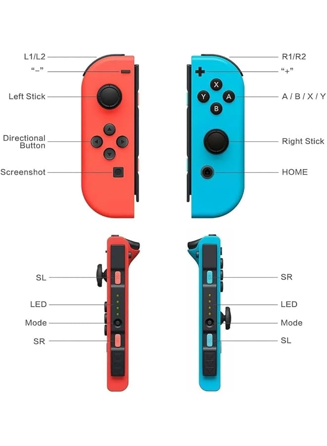 Joy Con Controllers For Nintendo Switch/Oled/Lite Dual Vibration Wake Up Motion Control Red/Blue - Image 3