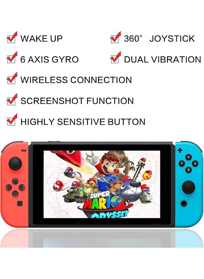 Joy Con Controllers For Nintendo Switch/Oled/Lite Dual Vibration Wake Up Motion Control Red/Blue - Image 2