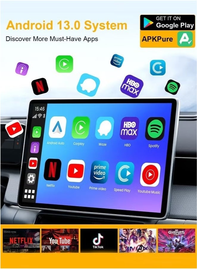 Wireless CarPlay AI box Adaptor and Android Auto Wireless Adaptor - Magic Link CarPlay Ai Box-Support YouTube/TF Card/U Disk for Wired to Wireless CarPlay Dongle for Wired CarPlay Cars Plug & Play