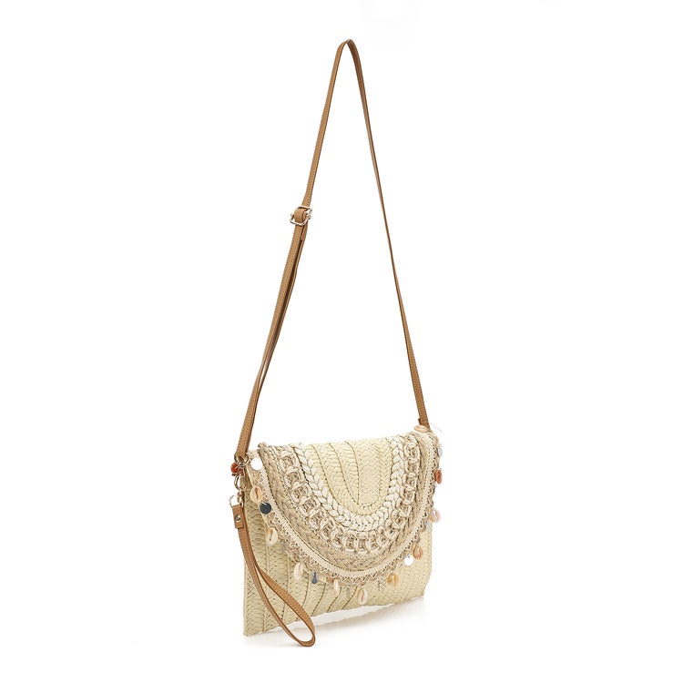 Mr.joe Mr Joe Bohemian Straw Clutch with Seashell Embellishments Beige -4154 - Image 3