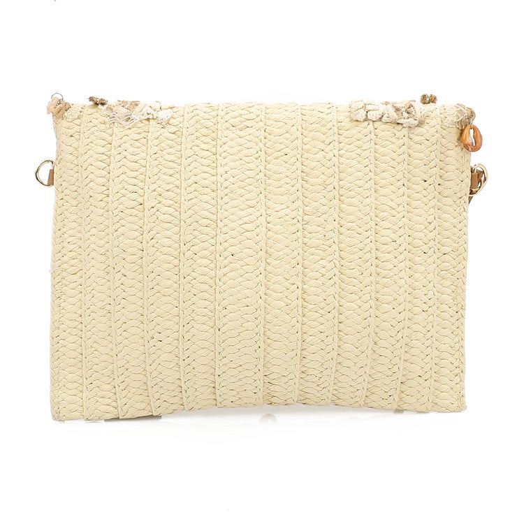 Mr.joe Mr Joe Bohemian Straw Clutch with Seashell Embellishments Beige -4154 - Image 2