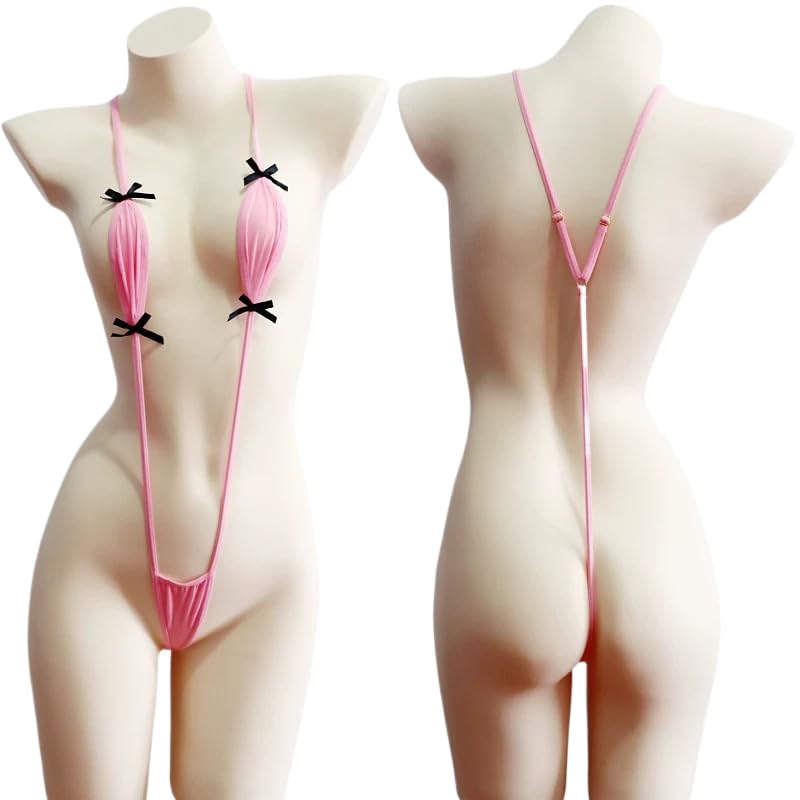 ST.Manrdy Women's Micro Monokini Slinghot Swimsuit with G-String -Micro Bikini Pink - Image 4