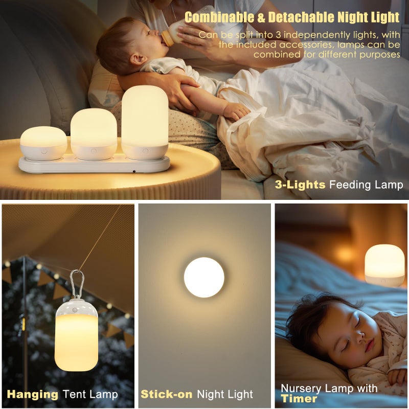 Benaep 3-in-1 Rechargeable Night Light for Kids, Dimmable Egg Night Light with Remote Control, Portable Nightlight with 17 Colors Changing & Timer Setting, Xmas Christmas, Birthday Gifts for Boys Girls - Image 5