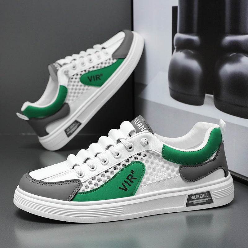 Summer Mens Breathable Mesh Sneakers Trendy Casual Shoes white green