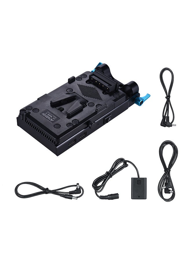 ANDOER - V Mount V-lock Battery Plate Adapter with 15mm Dual Hole Rod Clamp NP-FW50 Dummy Battery Adapter for BMCC BMPCC Sony A7 A7S A7R A7II A7SII A7RII A6300 A6400 A6500 - Image 1