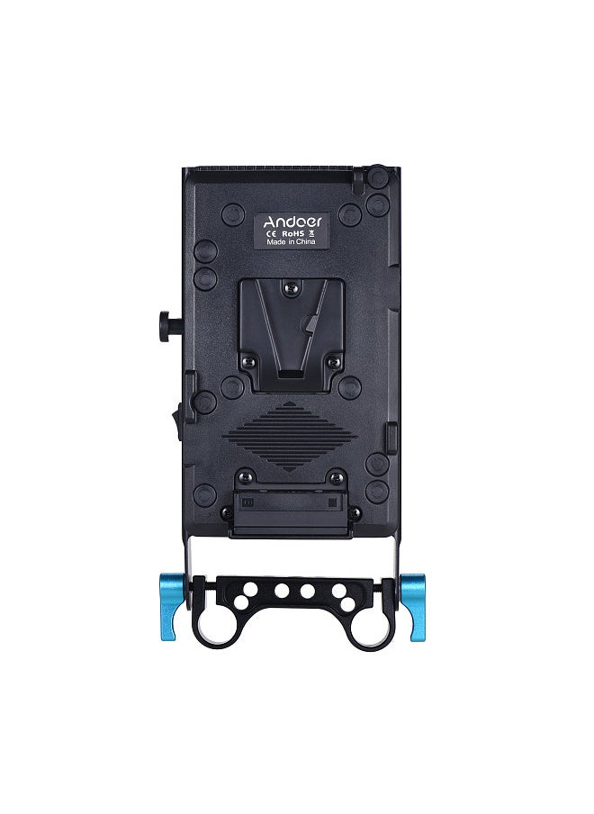ANDOER - V Mount V-lock Battery Plate Adapter with 15mm Dual Hole Rod Clamp NP-FW50 Dummy Battery Adapter for BMCC BMPCC Sony A7 A7S A7R A7II A7SII A7RII A6300 A6400 A6500 - Image 1