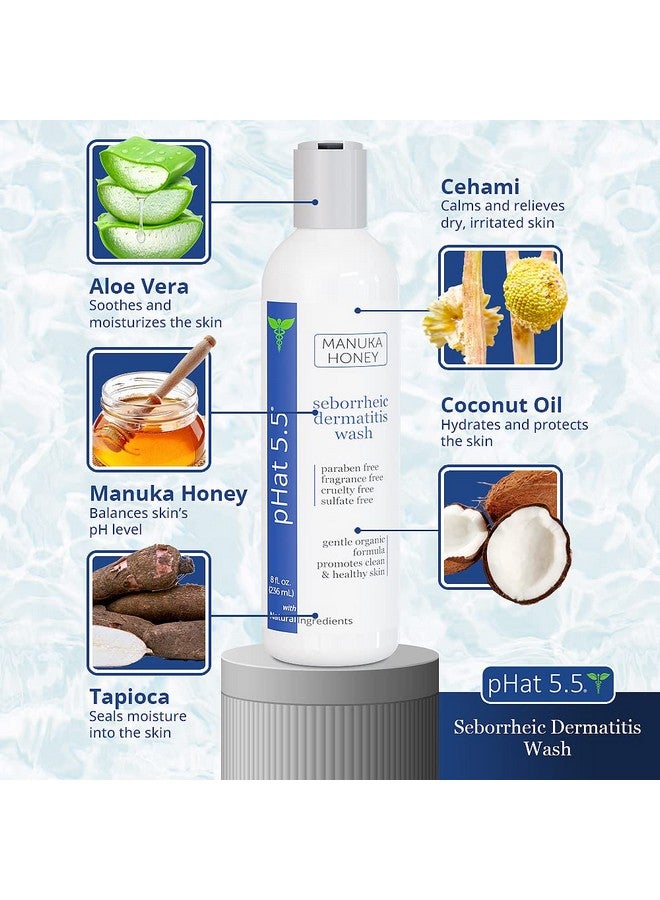 pHat 5.5 Seborrheic & Atopic Dermatitis Gentle Face Wash With Manuka Honey Natural & Organic Face Cleanser & Body Wash For Sensitive Skin Hypoallergenic Paraben Free & Sulfate Free Acne Face Wash (8 Oz) - Image 3