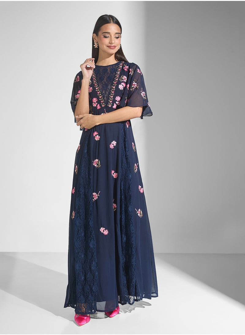 Frock and Frill Floral Chiffon Dress  - Image 1