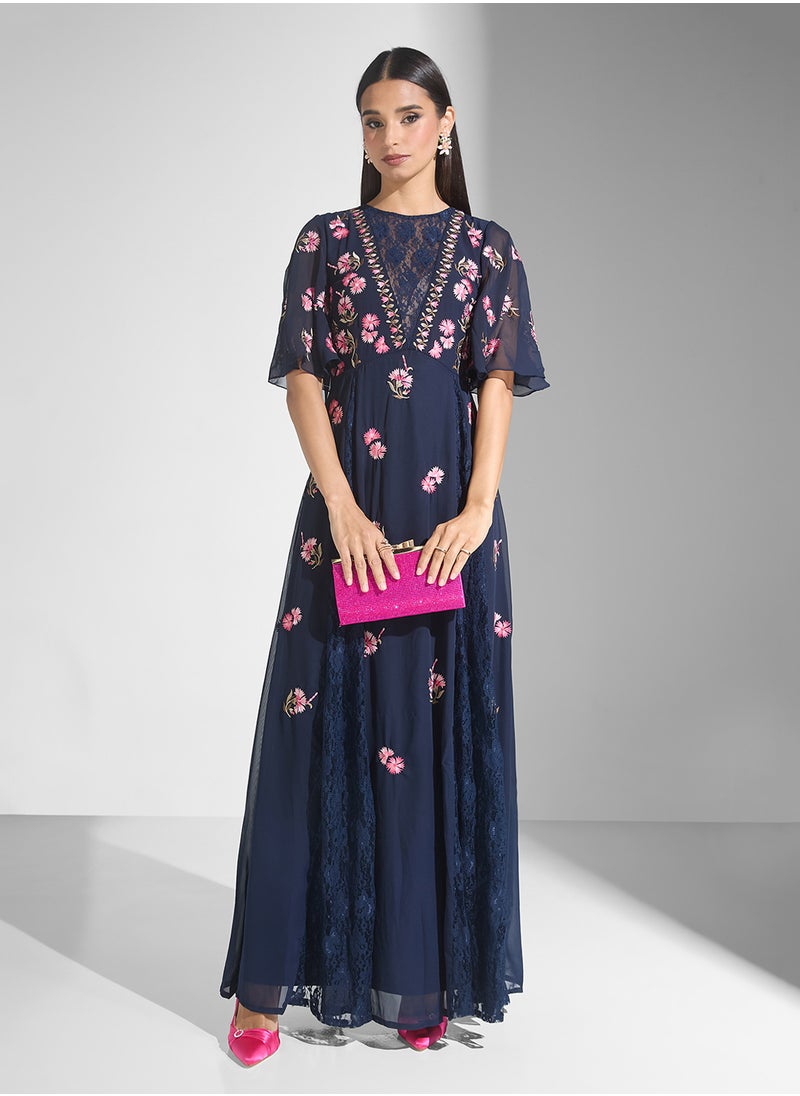 Frock and Frill Floral Chiffon Dress  - Image 4