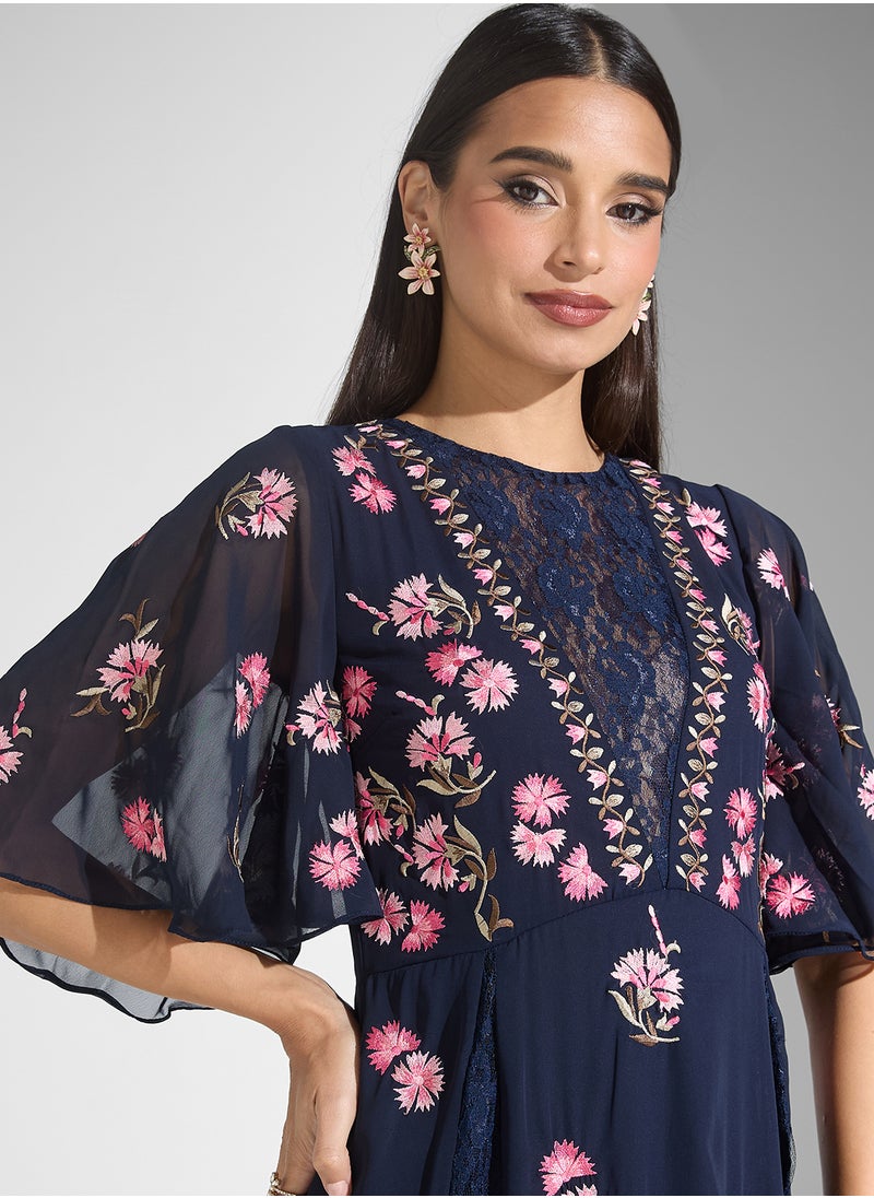 Frock and Frill Floral Chiffon Dress  - Image 3