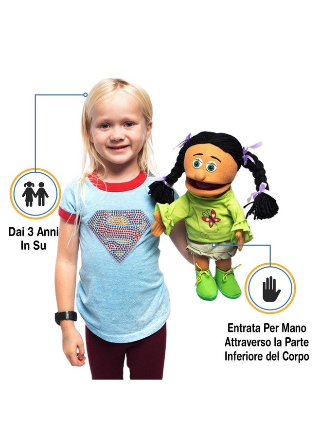 Silly Puppets دمية يد ياسمين 14"، فتاة هيسبانية - Image 3