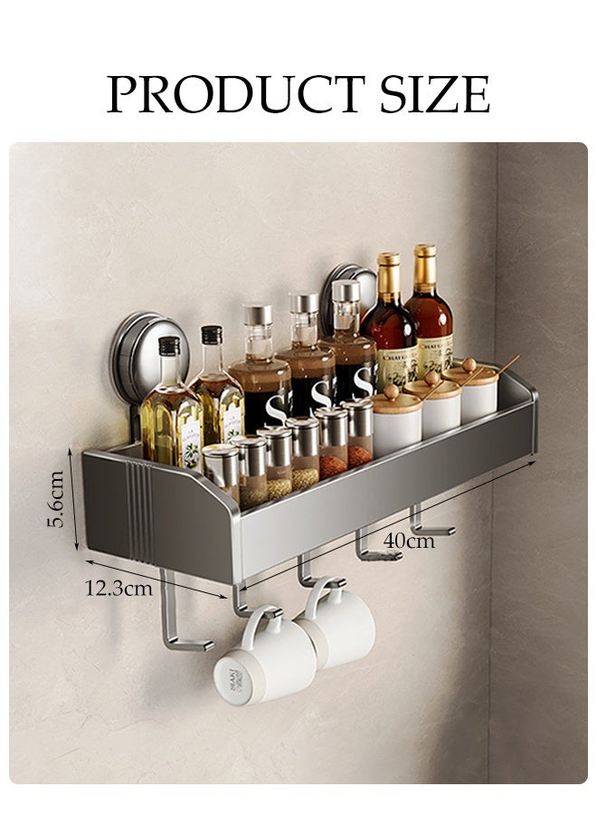 DUNISO Suction Cup Spice Hanging Storage Wall Mounted Kitchen Spice Rack Shelves with Hooks Seasoning Organizer Storage Stand Spice Racks Multi-Purpose Suitable for Kitchens,Restaurants and Bars - Image 3