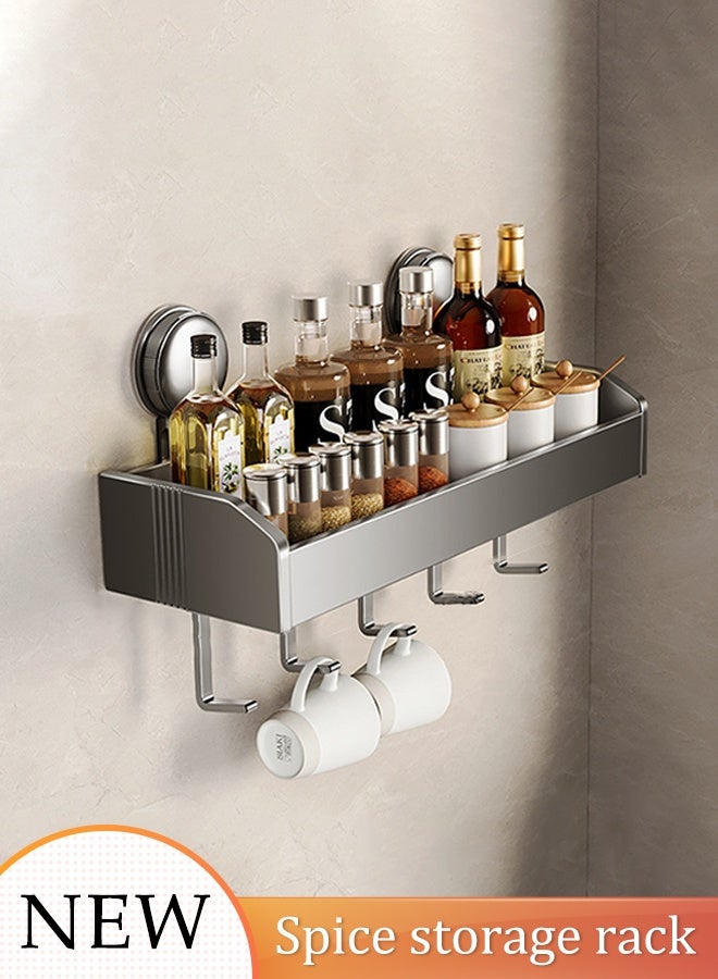 DUNISO Suction Cup Spice Hanging Storage Wall Mounted Kitchen Spice Rack Shelves with Hooks Seasoning Organizer Storage Stand Spice Racks Multi-Purpose Suitable for Kitchens,Restaurants and Bars - Image 1
