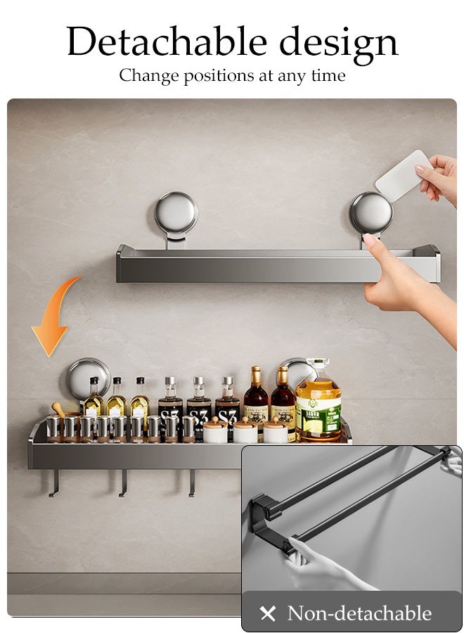 DUNISO Suction Cup Spice Hanging Storage Wall Mounted Kitchen Spice Rack Shelves with Hooks Seasoning Organizer Storage Stand Spice Racks Multi-Purpose Suitable for Kitchens,Restaurants and Bars - Image 2