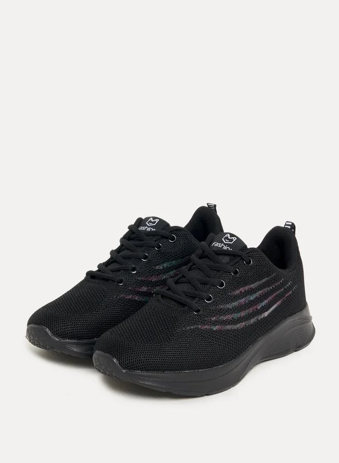 Styli Textured Lace-Up Sneakers