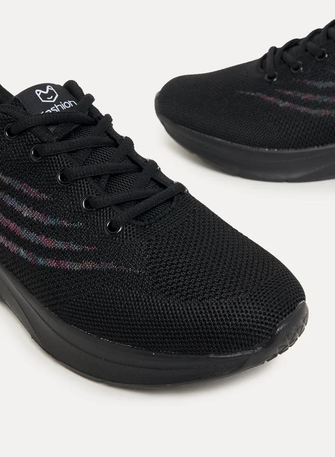 Styli Textured Lace-Up Sneakers