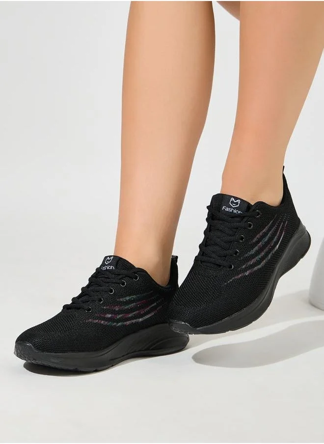 Styli Textured Lace-Up Sneakers