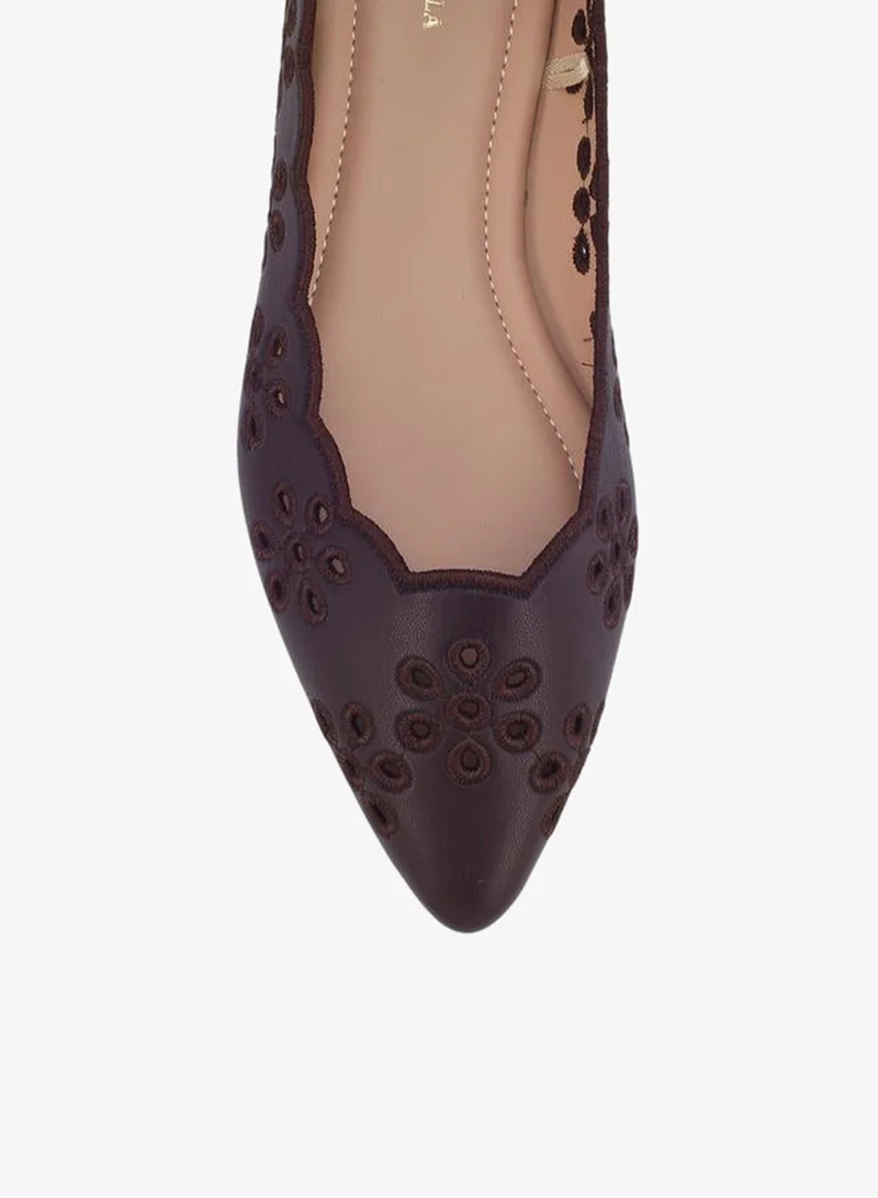 Flora Bella By Shoexpress BROWN Women Laser Cut Ballerina Shoes for Women | Best Price UAE