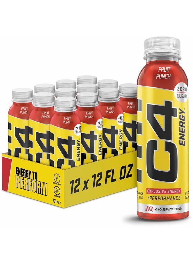 CELLUCOR C4 Energy Non-Carbonated Zero Sugar Energy Drink, Pre Workout Drink + Beta Alanine - Fruit Punch - 12 FL OZ (355 ml) - Pack of 12 - Image 1