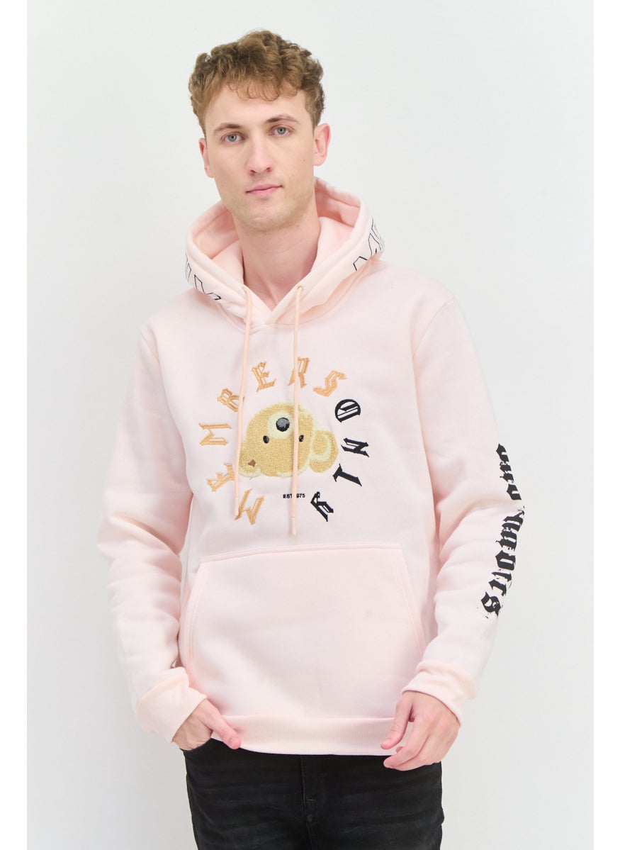 MEMBERS ONLY - Men Hooded Embroidered Long Sleeves Sweatshirt, Pink combo - Image 1