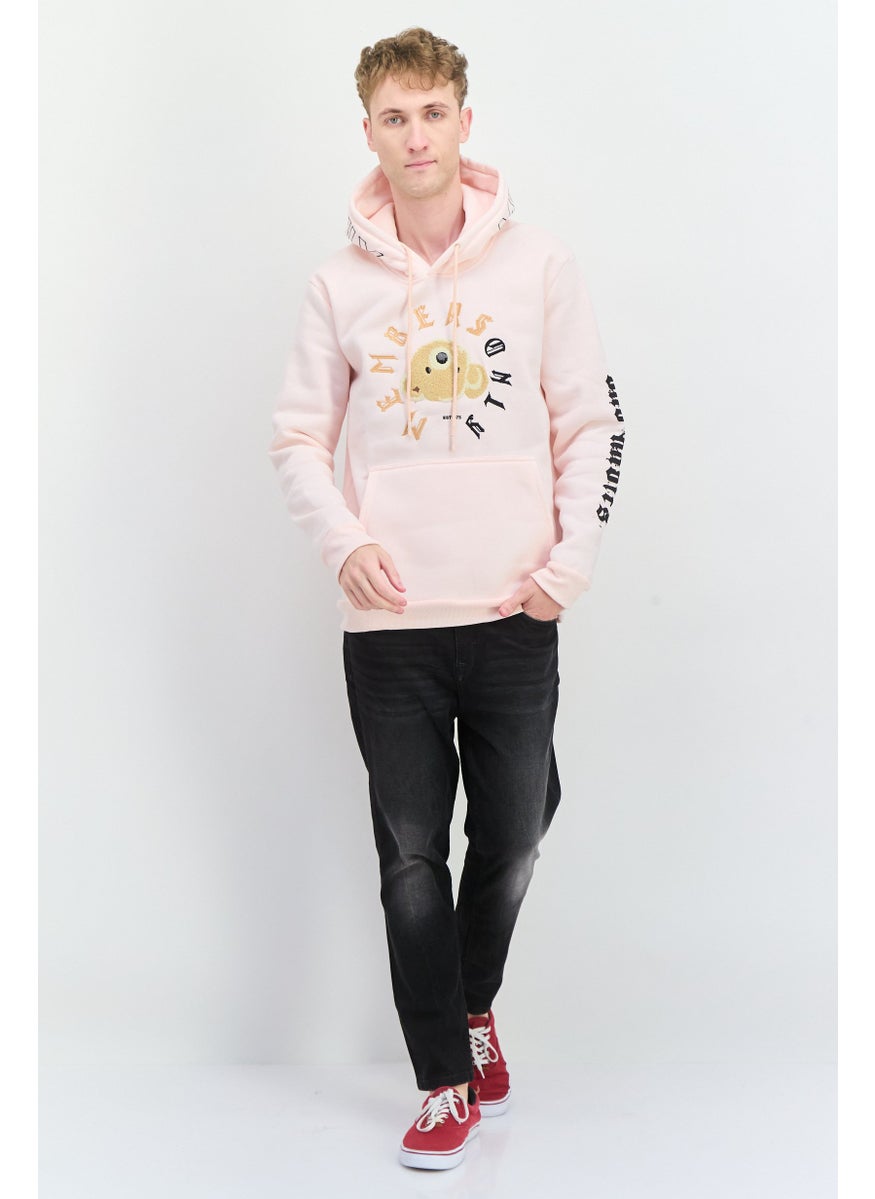 MEMBERS ONLY - Men Hooded Embroidered Long Sleeves Sweatshirt, Pink combo - Image 1