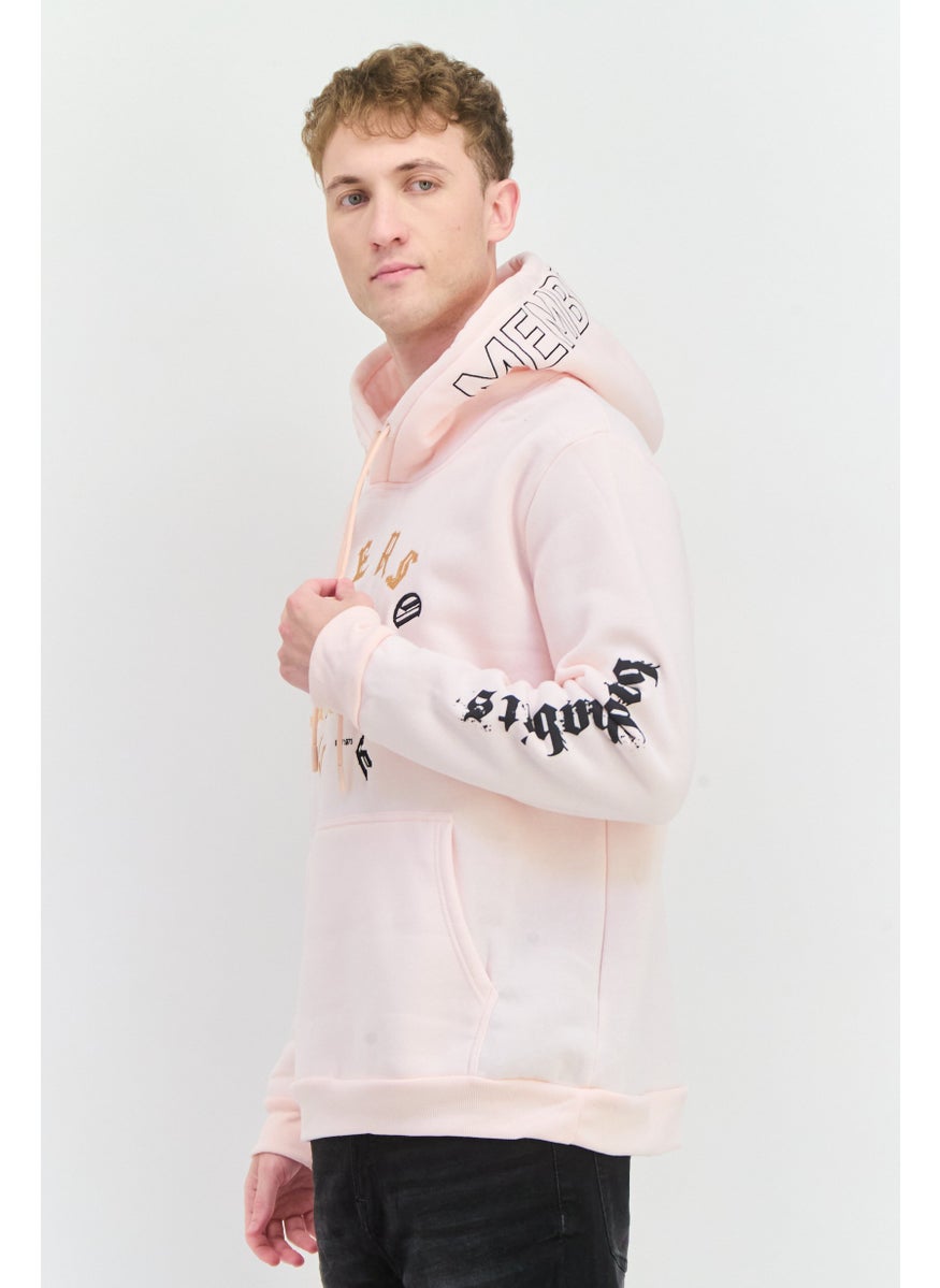 MEMBERS ONLY - Men Hooded Embroidered Long Sleeves Sweatshirt, Pink combo - Image 1