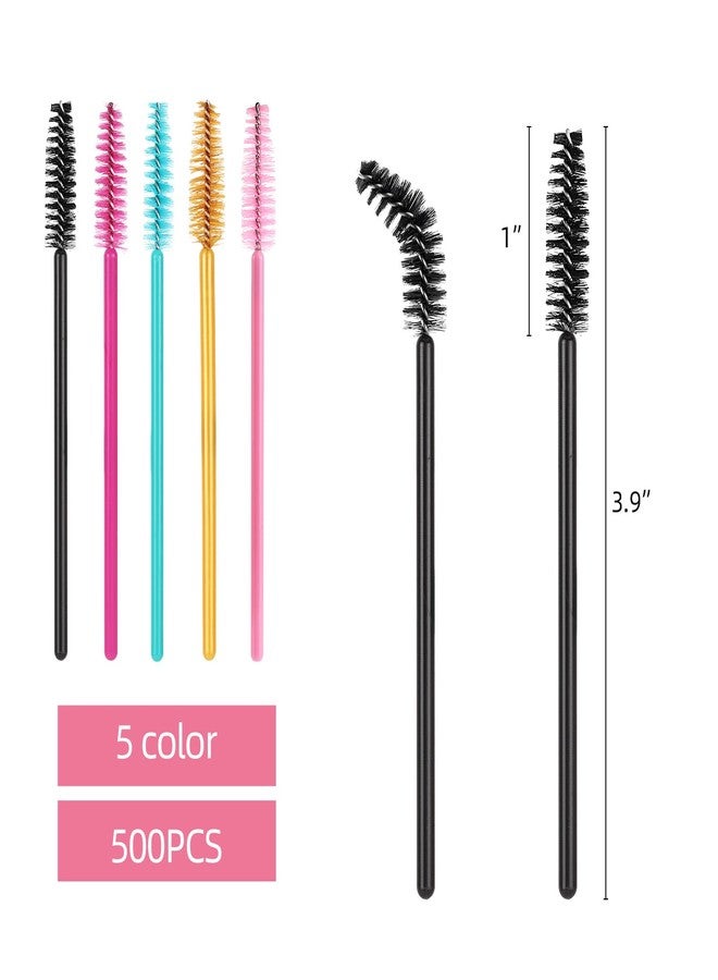 تي بيست ماكس مجموعة Tbestmax المكونة من 500 فرشاة ماسكارا للاستخدام مرة واحدة، وفرشاة رموش، وفرشاة ماسكارا للحواجب، وفرشاة رموش، ومجموعة أدوات تطبيق مكياج - 5 ألوان - Image 2