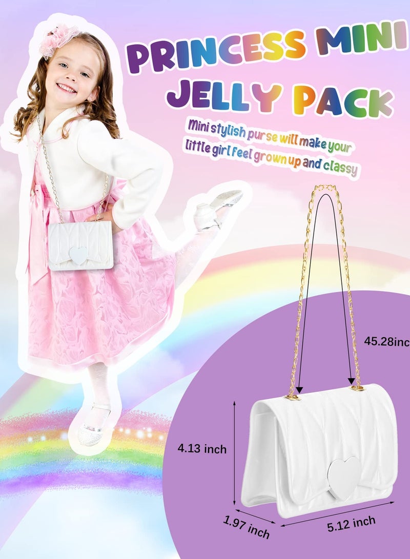 SOLARAE Set of 3 Heart Mini Purses for Kids, Crossbody Toddler Shoulder Bags with Chain Strap - Small Jelly Bags in 3 Colors - Image 3