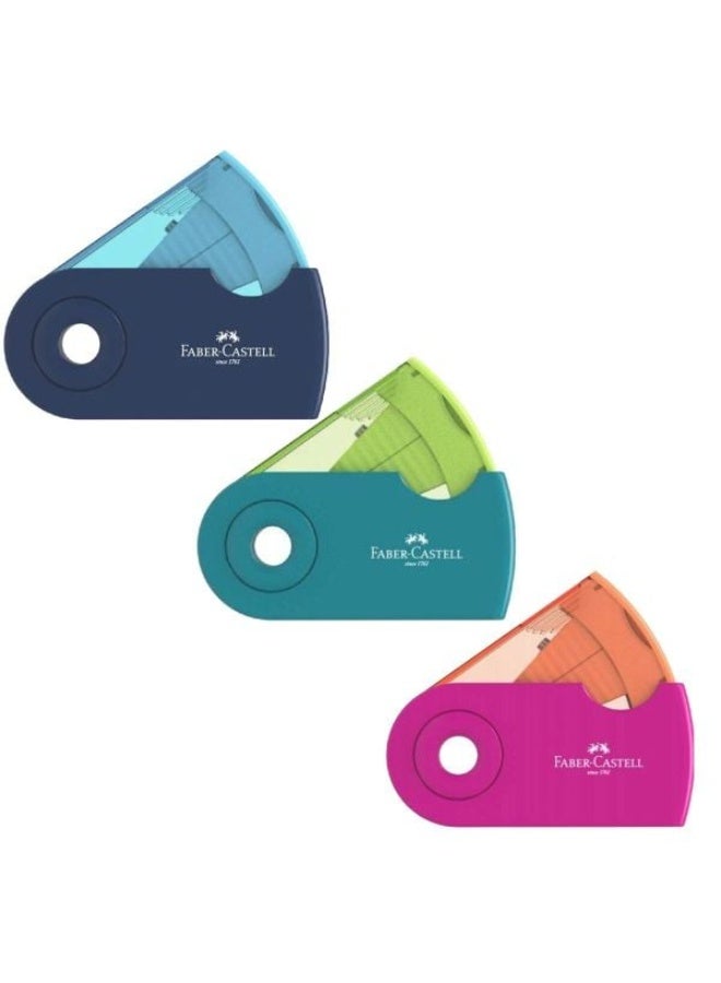 FABER-CASTELL Mini Plastic Sharpener, 1 Eye, With Tank, Assorted colors - Image 1