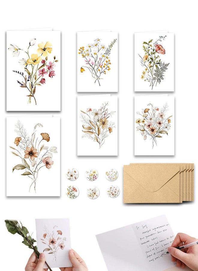 Sweet Life Wildflower Thank You Cards with Envelopes (6 Pack) - Floral Greeting Cards with Adhesive Envelopes & Matching Stickers for Weddings, Birthdays, Bridal and Baby Showers - Image 1