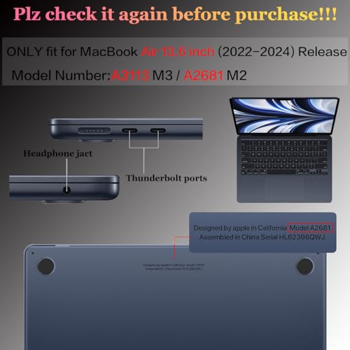 CISSOOK for MacBook Air 13.6 inch Case 2025 2024 2023 2022 Release Model M3 A3113 M2 A2681, Lotus Hard Shell Case Keyboard Cover for MacBook Air 13 M2 M3 M4 Chip, Charming Painting - Image 2