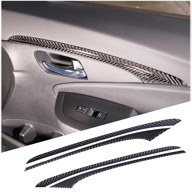 HIRUFAIT 4PCS Front Door Decoration Cover Trim for Honda Pilot 20162022 Carbon Fiber Automotive Inner Door Panels Guard Protector Sticker Accessories