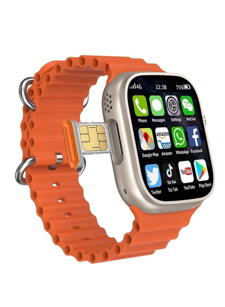 modio 4G Ultra Smartwatch – 2.2" HD Display, SIM Support, 3 Strap Sets, Fitness Tracking, Heart Rate Monitor, Sleep Tracker, Bluetooth Connectivity, Advanced Features, Stylish Gold Design for Men - Image 1