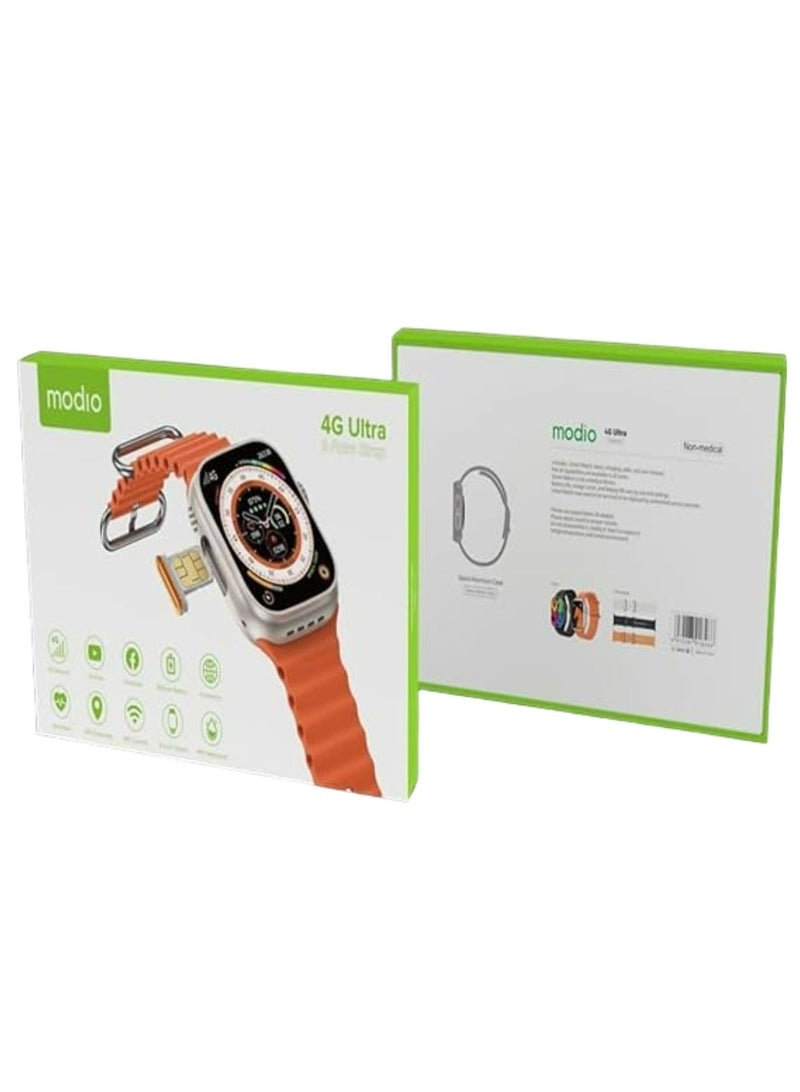 modio 4G Ultra Smartwatch – 2.2" HD Display, SIM Support, 3 Strap Sets, Fitness Tracking, Heart Rate Monitor, Sleep Tracker, Bluetooth Connectivity, Advanced Features, Stylish Gold Design for Men - Image 2