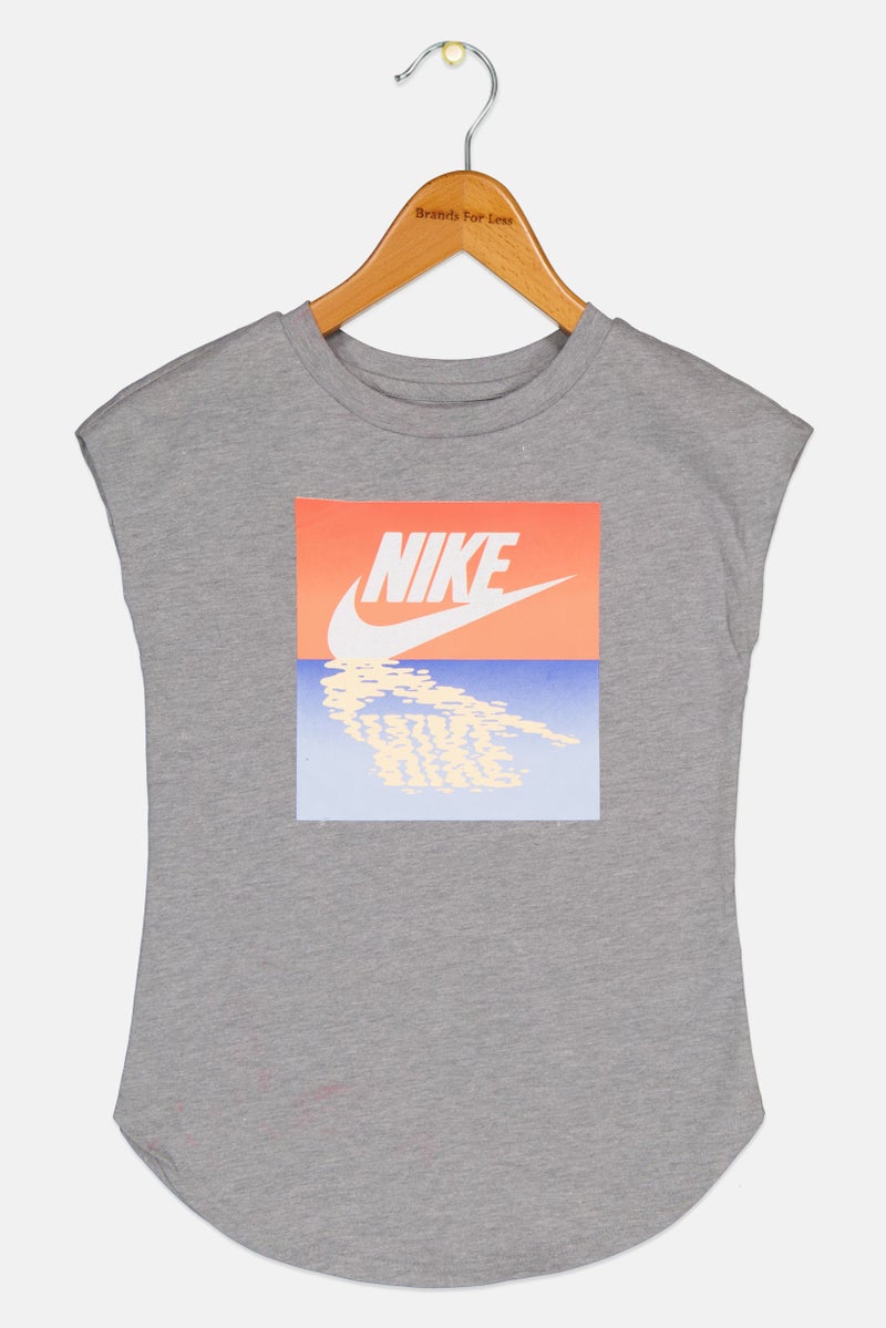 Nike Kids Girl Sportswear Fit Training T-Shirt, Grey - Image 1