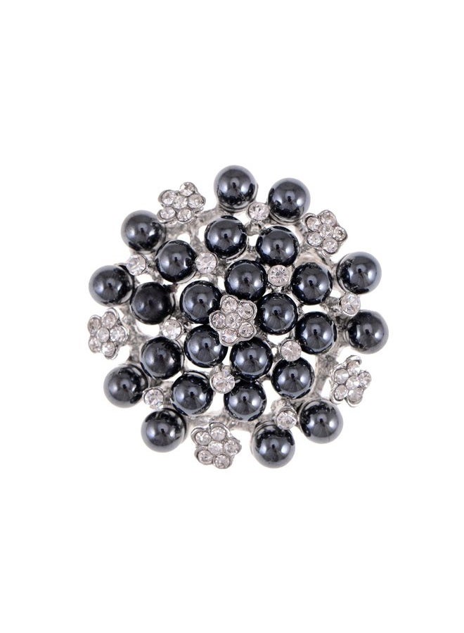Alilang Crystal Rhinestone Faux Pearl Flower Wedding Party Fashion Pin Brooch - Image 1