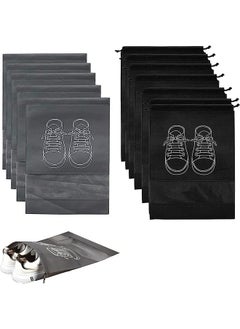 Generic Large Travel Storage Shoe Bag 12pcs Portable Shoe Bag Dust proof Shoe Organizer Bags for Men and Women Shoes Black Grey  - Image 1