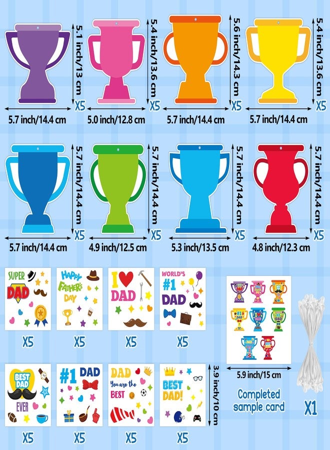 ANGOLIO Father's Day DIY Crafts for Kids - 123Pcs Happy Father's Day Make Your Own Trophy Stickers Craft Kit Hanging Ornaments for Classroom Home Activity Sunday School VBS Party Favors Best Dad Gifts - Image 2