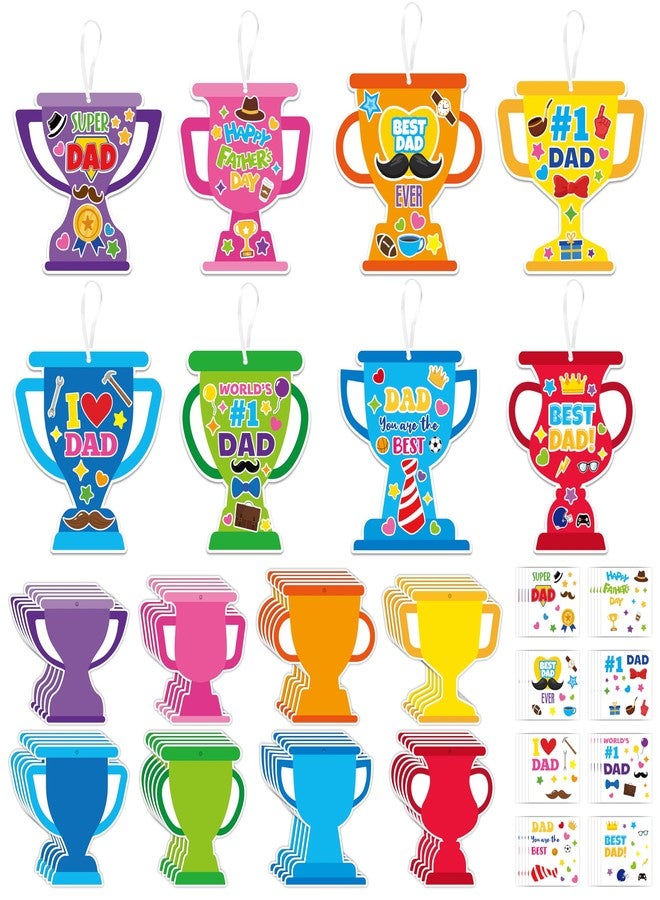 ANGOLIO Father's Day DIY Crafts for Kids - 123Pcs Happy Father's Day Make Your Own Trophy Stickers Craft Kit Hanging Ornaments for Classroom Home Activity Sunday School VBS Party Favors Best Dad Gifts - Image 1