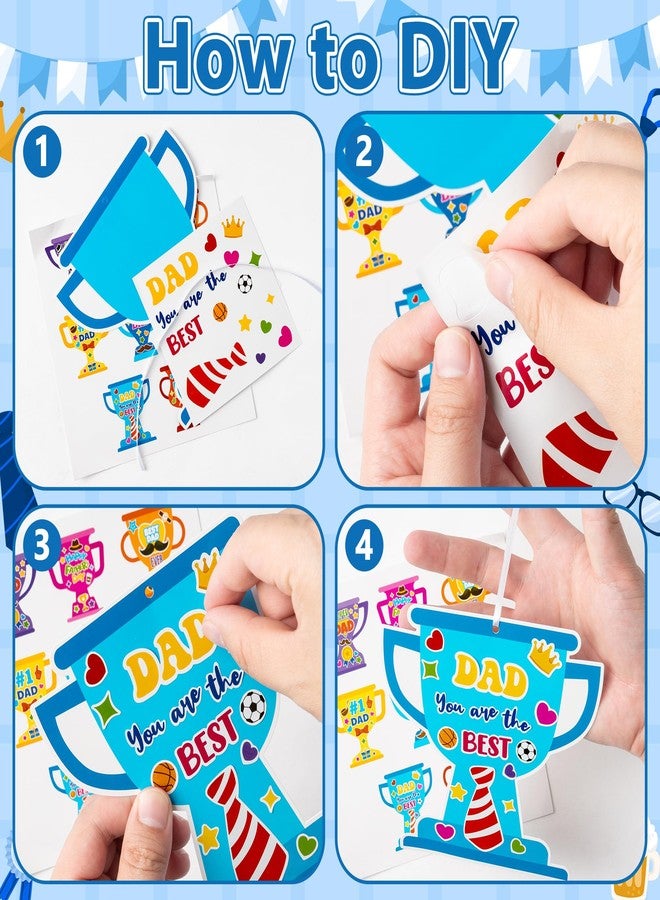 ANGOLIO Father's Day DIY Crafts for Kids - 123Pcs Happy Father's Day Make Your Own Trophy Stickers Craft Kit Hanging Ornaments for Classroom Home Activity Sunday School VBS Party Favors Best Dad Gifts - Image 3